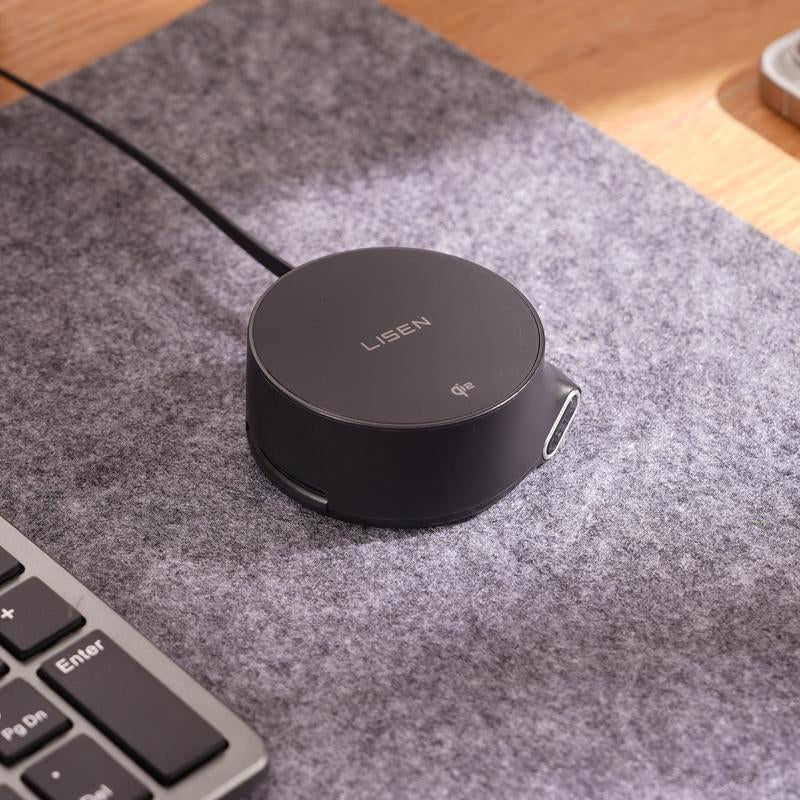 LISEN Qi2 Wireless Charger with Retractable Cable | 2-In-1 Wireless Charging Station for Iphone & Apple Watch, Fast Charging, Foldable & Portable Design