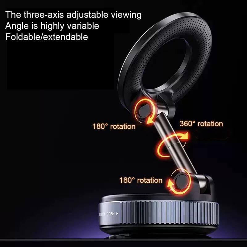 Upgraded Magnetic Phone Holder,Unpowered Version 360° Rotatable Adjustable and Foldable Magnetic & Vacuum Adsorption Car Holder, No Noise for Iphone & Android Suction Cup Mount