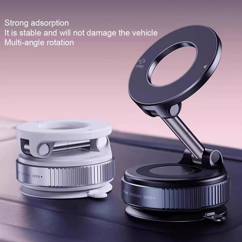 Upgraded Magnetic Phone Holder,Unpowered Version 360° Rotatable Adjustable and Foldable Magnetic & Vacuum Adsorption Car Holder, No Noise for Iphone & Android Suction Cup Mount