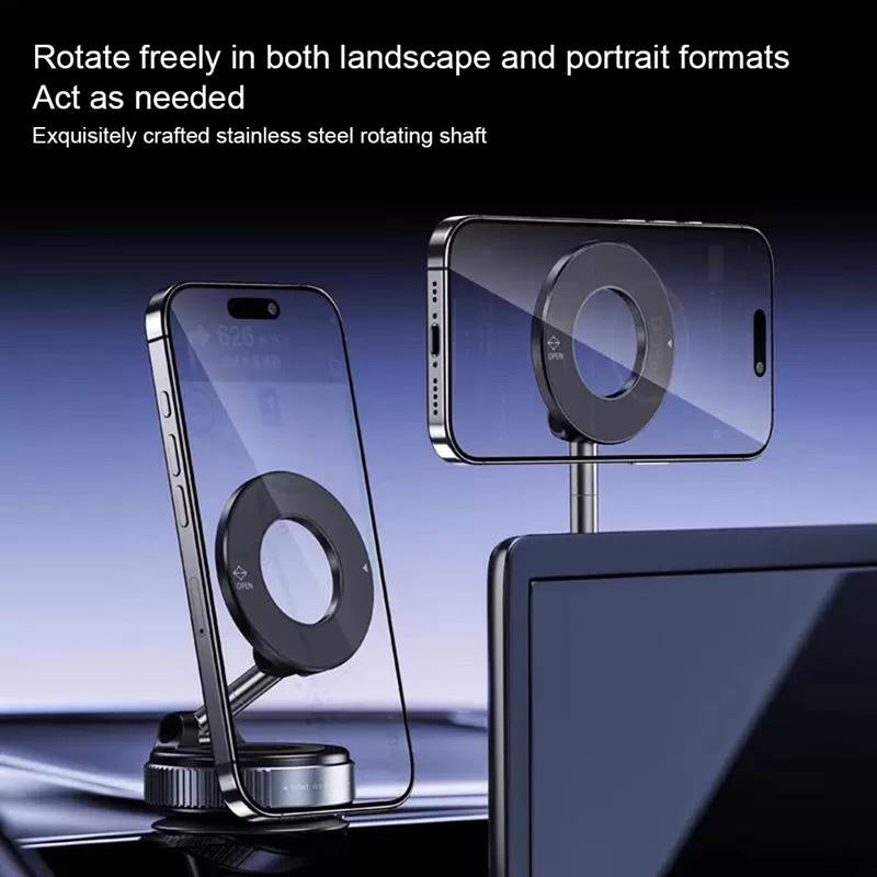Upgraded Magnetic Phone Holder,Unpowered Version 360° Rotatable Adjustable and Foldable Magnetic & Vacuum Adsorption Car Holder, No Noise for Iphone & Android Suction Cup Mount