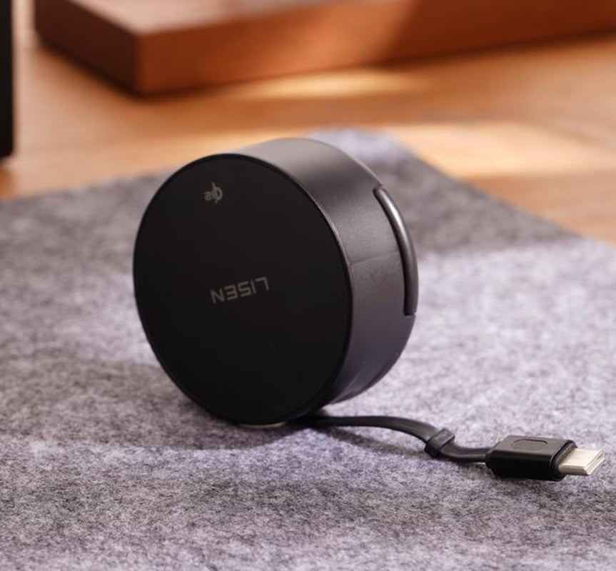 LISEN Qi2 Wireless Charger with Retractable Cable | 2-In-1 Wireless Charging Station for Iphone & Apple Watch, Fast Charging, Foldable & Portable Design