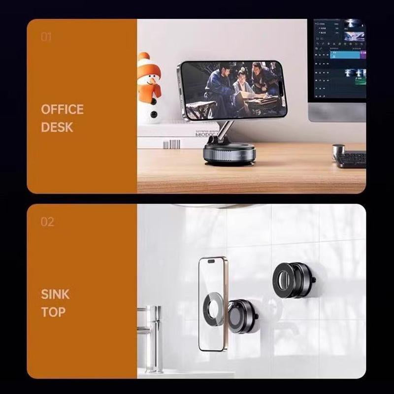 Upgraded Magnetic Phone Holder,Unpowered Version 360° Rotatable Adjustable and Foldable Magnetic & Vacuum Adsorption Car Holder, No Noise for Iphone & Android Suction Cup Mount