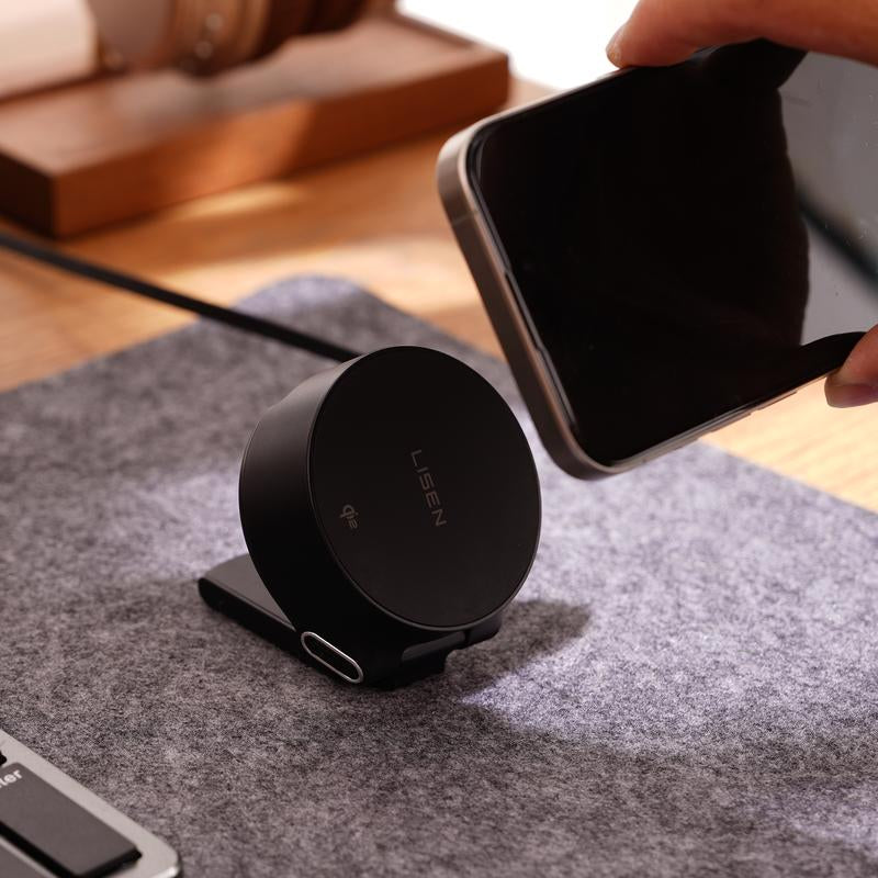 LISEN Qi2 Wireless Charger with Retractable Cable | 2-In-1 Wireless Charging Station for Iphone & Apple Watch, Fast Charging, Foldable & Portable Design