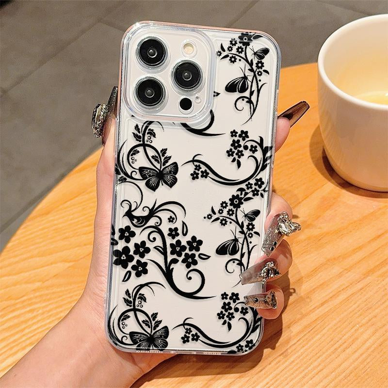 Floral Pattern Phone Case, Anti-Drop Cellphone Protective Case, Total Protective Shockproof Mobile Phone Cover for Iphone, Smartphone Protector