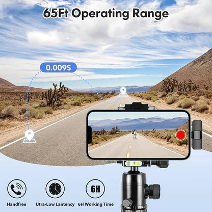 HITOZON Professional Wireless Lavalier Microphone for iPhone and Android - Plug-and-Play Lapel Mic for Video Recording, Teaching, Interviews, Podcasts, and Vlogging