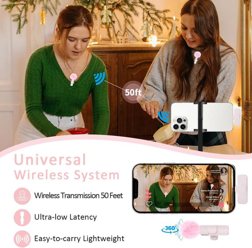 HITOZON Professional Wireless Lavalier Microphone for iPhone and Android - Plug-and-Play Lapel Mic for Video Recording, Teaching, Interviews, Podcasts, and Vlogging