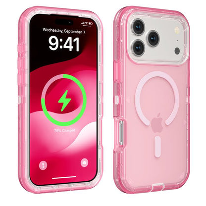 3 Layer Case for Iphone 17 Pro Max 17 Air 16 15 14 13 Pro Max, Magnetic Magsafe Defender Case, Hybrid Heavy Duty Shockproof Case, Transparent Clear Cover