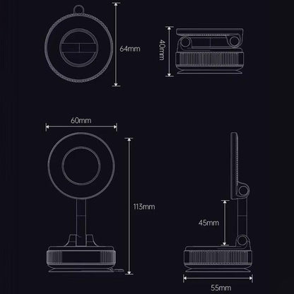 Upgraded Magnetic Phone Holder,Unpowered Version 360° Rotatable Adjustable and Foldable Magnetic & Vacuum Adsorption Car Holder, No Noise for Iphone & Android Suction Cup Mount