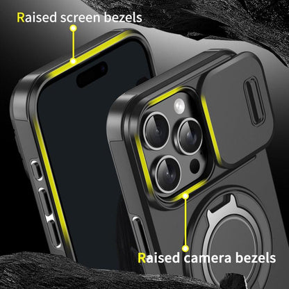 Case with Slide Camera Cover for Iphone 17 Air 17 Pro Max 16 15 14 13 12 Pro Max, Rotated Ring Kickstand Military Grade Shockproof Protective Cover Rugged Heavy Duty for Men Women